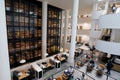 Interior of the British Library, including a view of the KingÃ¢â¬â¢s Library tower Royalty Free Stock Photo